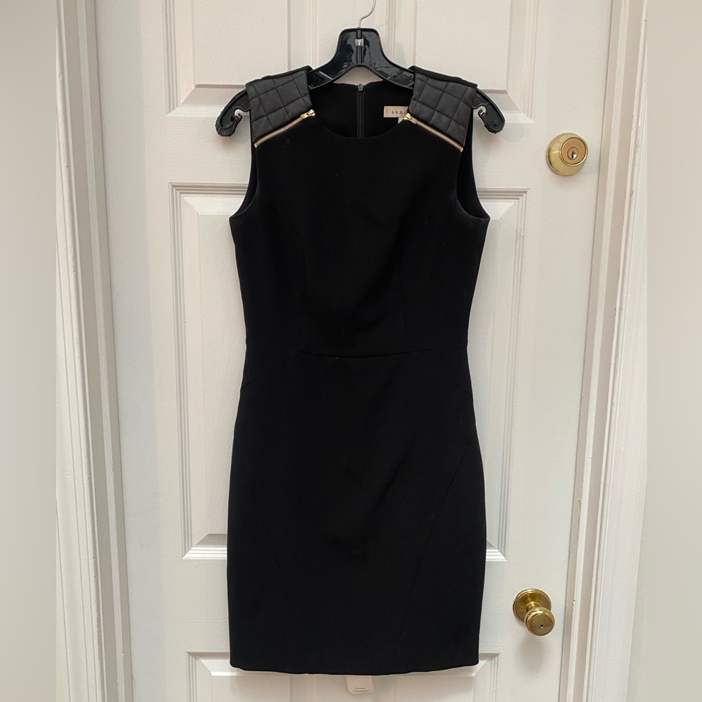 Sandro Black Sleeveless Dress w Quilted Leather Shoulder - US 6 or M (Sandro 2)